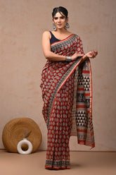 New Designer Hand Block Print Chanderi Silk Saree(BFCS03)